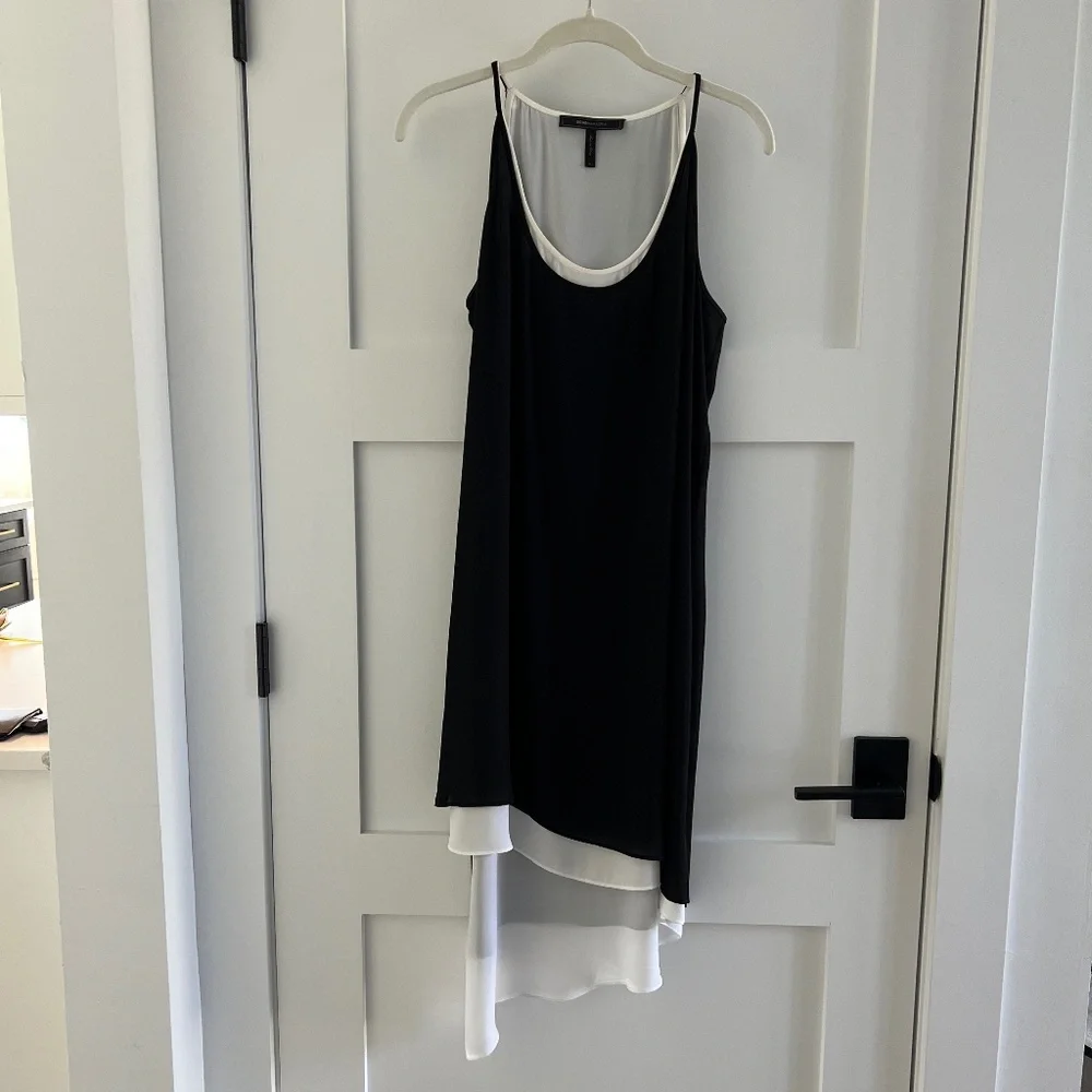 BCBG MaxAzaria High -Low Asymmetrical Slip Dress in black and white- Size M - Picture 1 of 7
